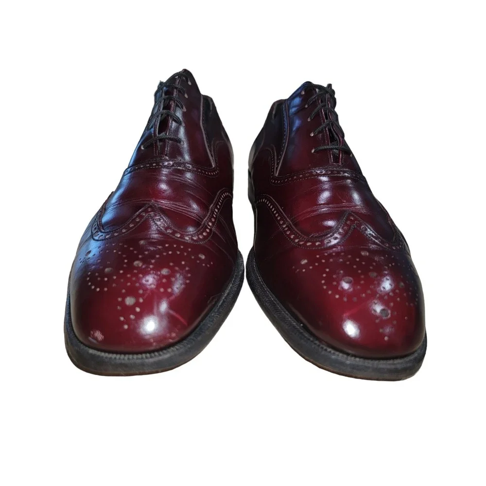 Florsheim Lexington Men's Burgundy Leather Wingtip Oxford Dress Shoes Sz 10.5 E‎